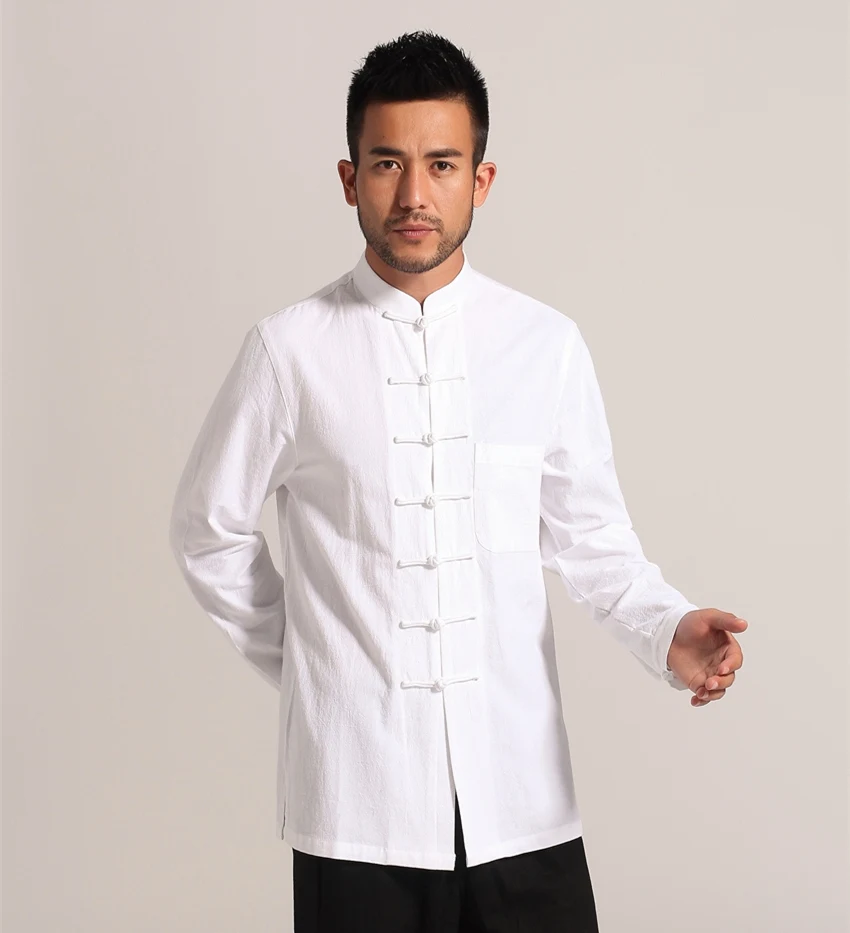 Camisa de manga larga de lino y algodón para hombre, ropa clásica de estilo chino, tallas S, M, L, XL, XXL, XXXL, Mim903