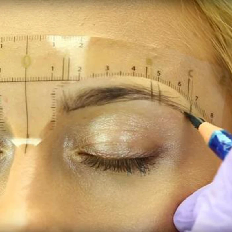 Disposable Tattoo Eyebrow Ruler Stickers Shape Tool Microblading Guide Permanent Makeup Transparent Measurement Stencil Template