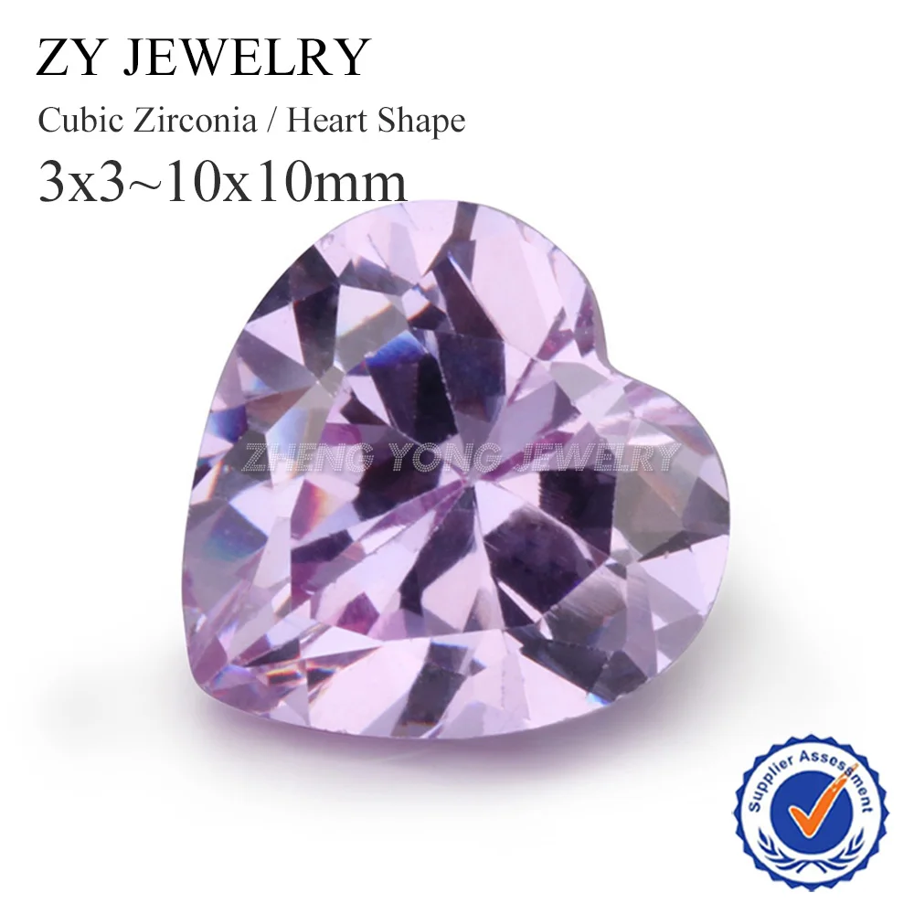 

Heart Cut Lavender Cubic Zirconia Purple Gems Stone 3mm 12mm Synthetic Cubic Zirconia CZ Stone For Jewelry