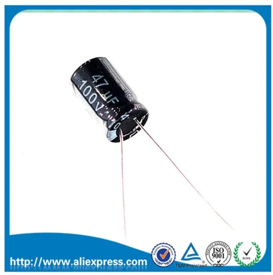 100PCS 100V 47UF 47UF 100V Electrolytic Capacitors Size 10*13mm 100 V / 47 UF Aluminum Electrolytic Capacitors New