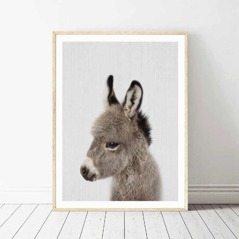 Cute Little Animals Art Posters and Print Donkey Nursery Wall Art Canvas Painting Hedgehog Wall Picture For Home Room Decoration