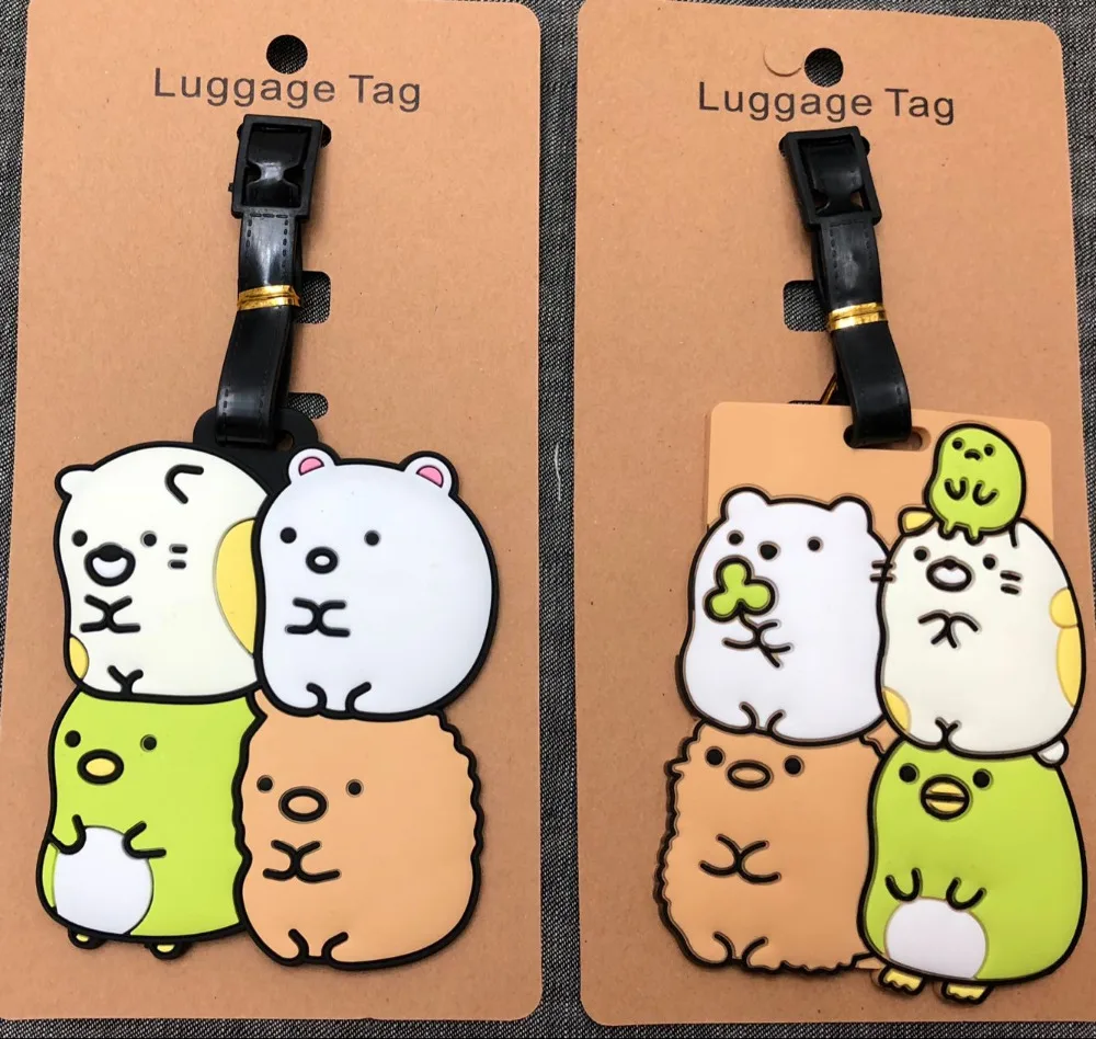 Fashion Sumikko Gurashi Suitcase Luggage Tag Cute Cartoon ID Address Holder Baggage Label Silica Gel Identify Travel Accessories