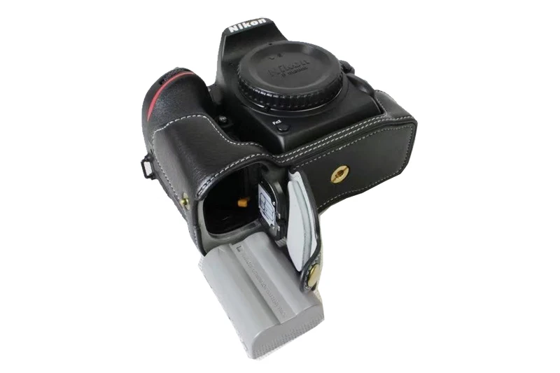 حافظة كاميرا من الجلد الطبيعي لنيكون D7500 ، حافظة كاميرا ، غطاء سفلي ، تصميم بطارية مفتوح ، جديد