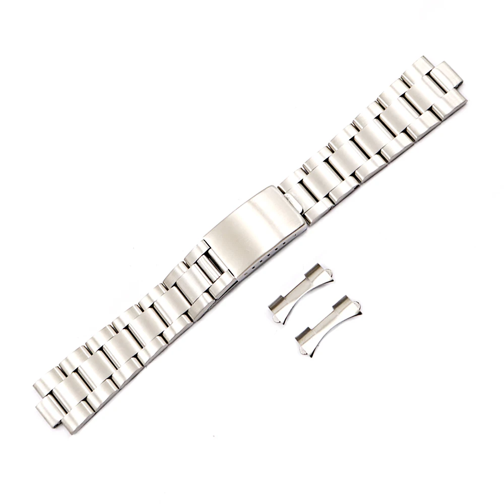 CARLYWET 19 20mm 316L Stainless Steel Two Tone Gold Silver Watch Band Bracelet Hollow Curved End For Vintage Oyster