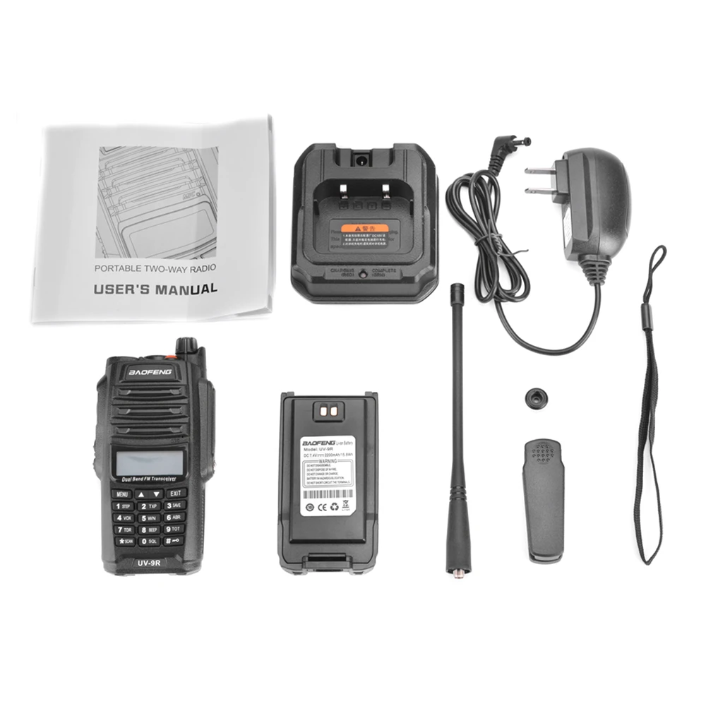 Baofeng-walkie-talkie UV-9R Original, Radio Comunicador de 10 km, IP67, resistente al agua, doble banda, UV9R, CB, transceptor de Radio, 2 uds.