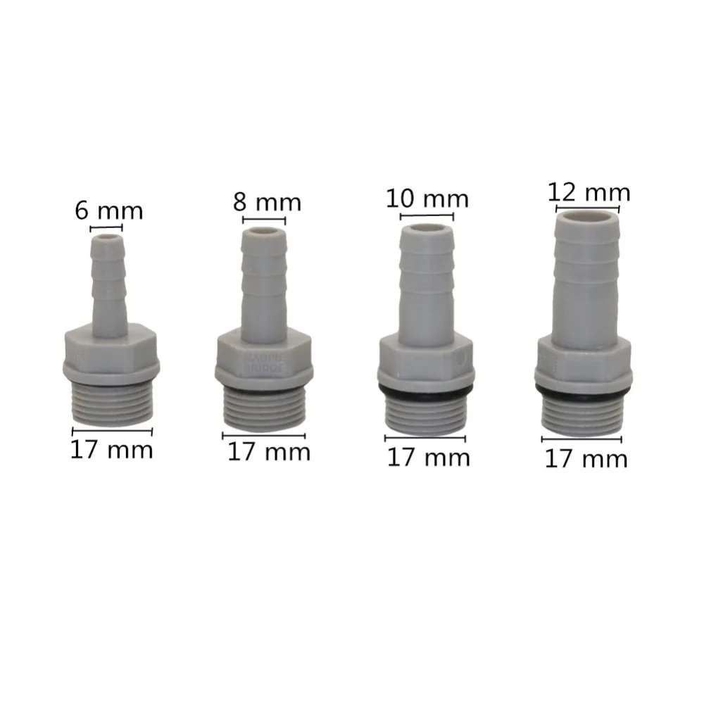 Plastic-Steel Hose Fitting 6mm 8mm 10mm 12mm Barbed Pipe Fitting with 3/8