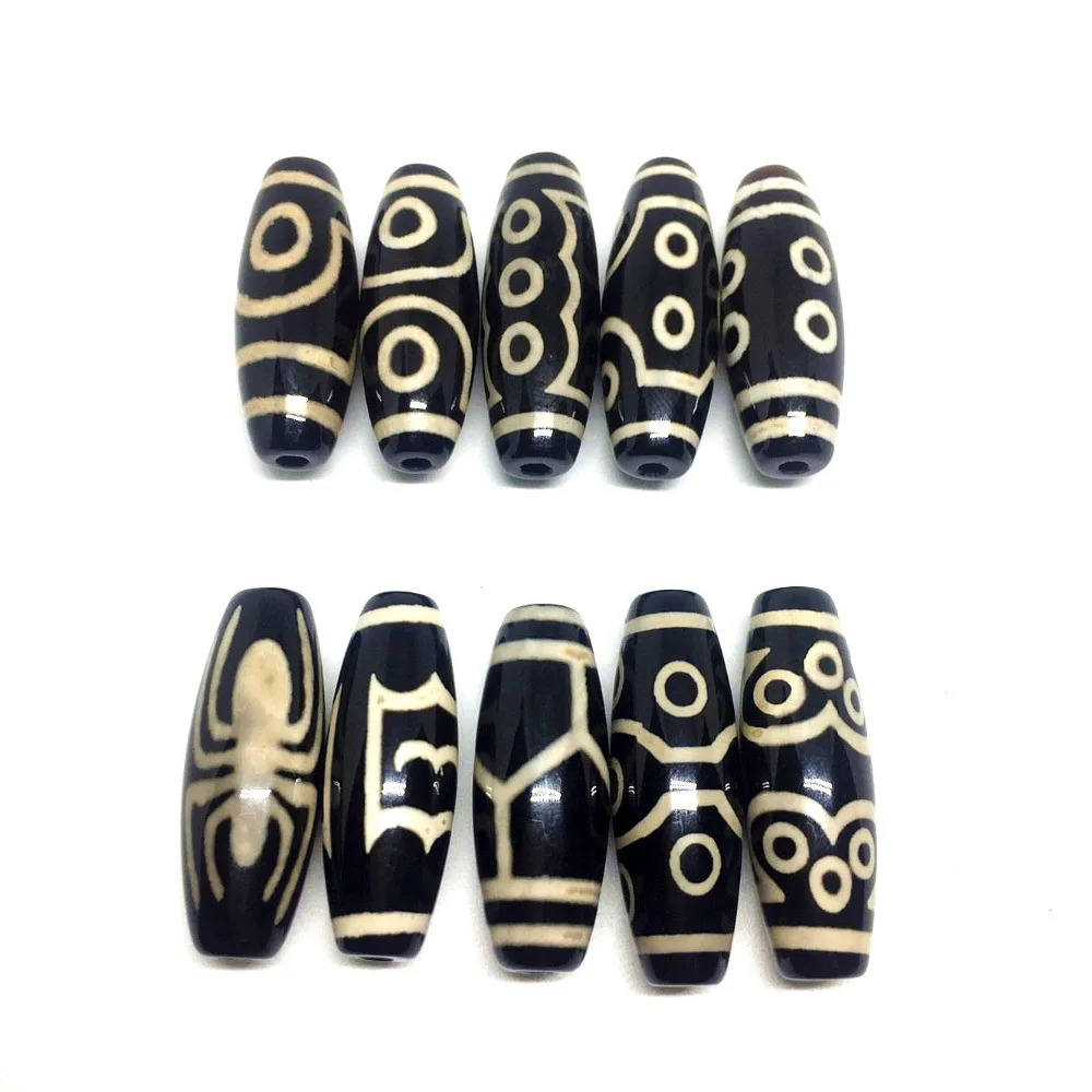 1PC Magic Stone Special Patterns Dzi Beads 7Eyes/10 Eyes/11eyes/Spider Black and white color high quality