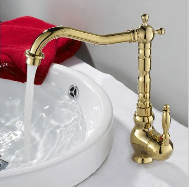 

Basin Faucets Golden Mixer Taps Single Hole Sink Faucet for Washbasin G1018