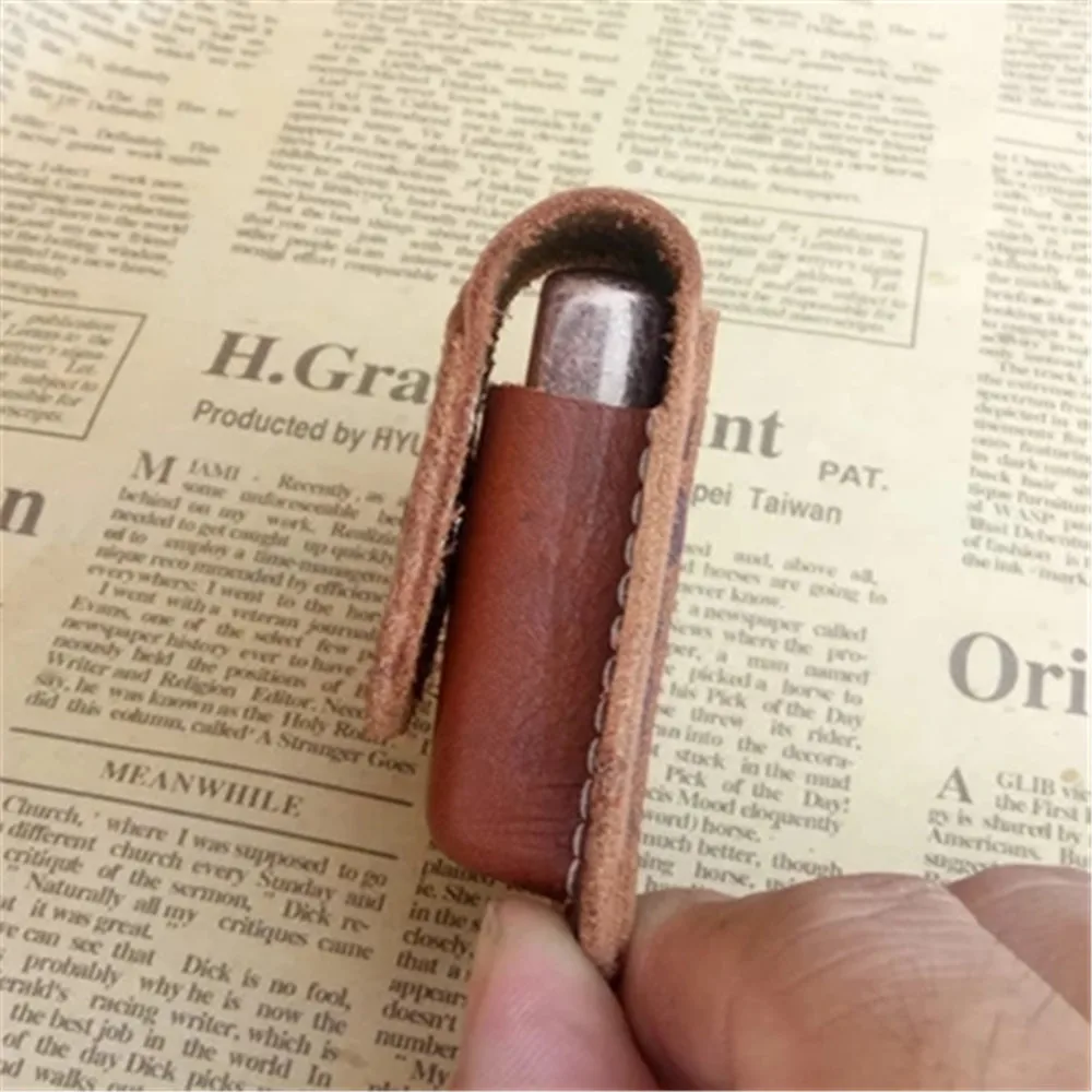 Leather Cigarette Lighter Case, Lighter Holder, Pouch Box Loop for Flat Zippo Lighter Case, No Lighter