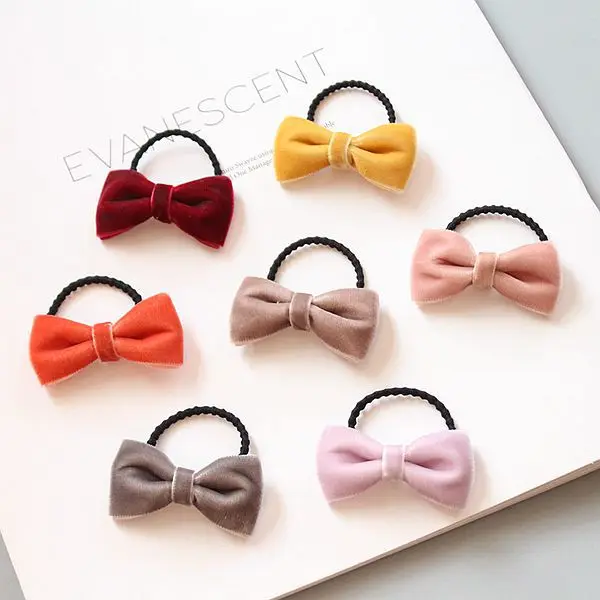 

20pcs Fashion Cute Velvet Bowknot Hair Ties Mini Bow Elastic Hair Bands Princess Headwear Girls Hair Accessories