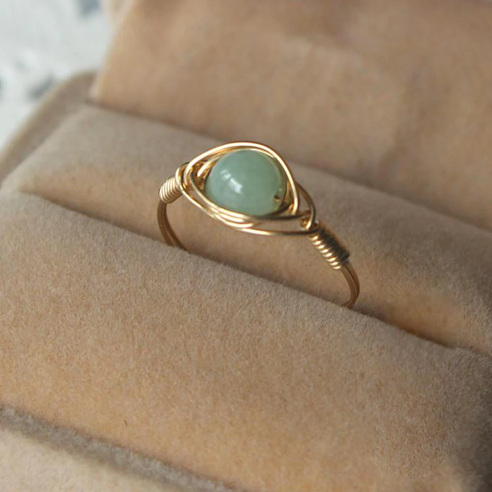 Handmade Natural Beads Ring 14K Gold Filled Birthday Gift Boho Anillos Mujer Bague Femme Rings For Women Gold Jewelry