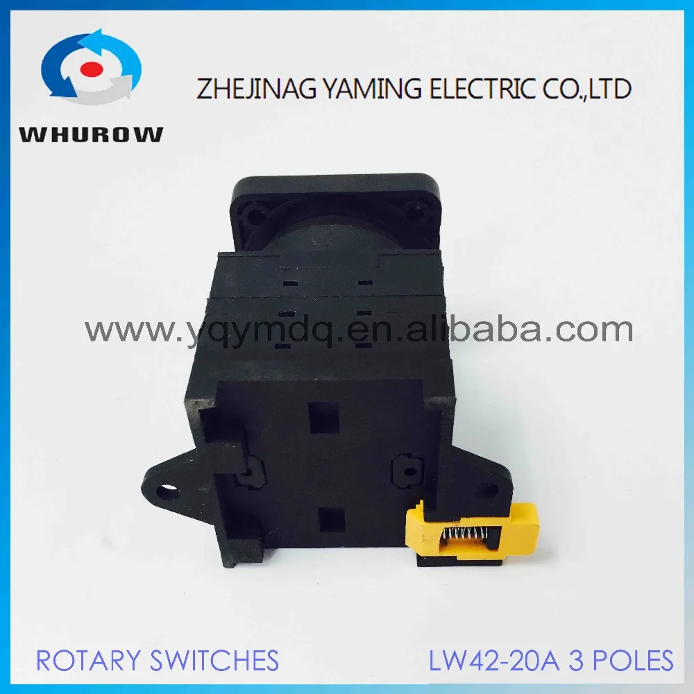 3 Pole Manual Cam Switch Industrial DIN Rail YMW42-20/3 Black 20A 12 Terminal Rotary Universal Selector