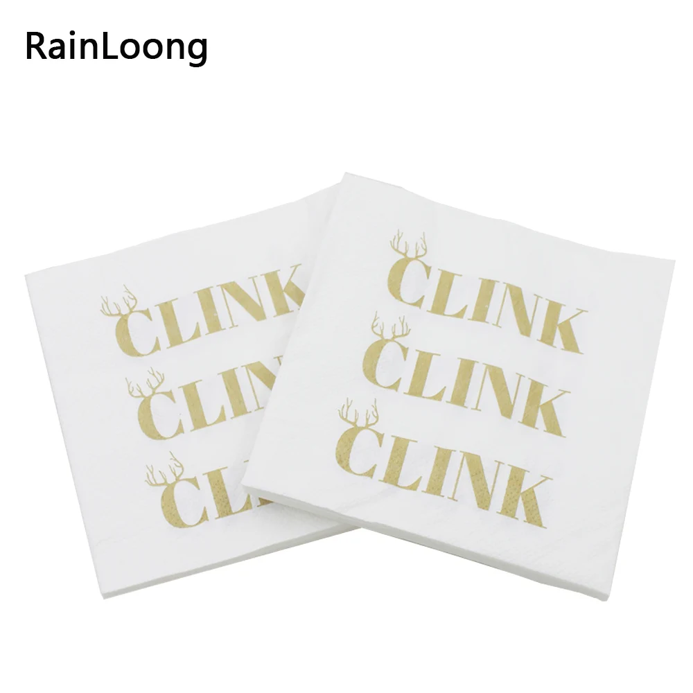 

[RainLoong] 3-Plys Beverage Paper Napkin Clink For Party Decoration 25*25cm