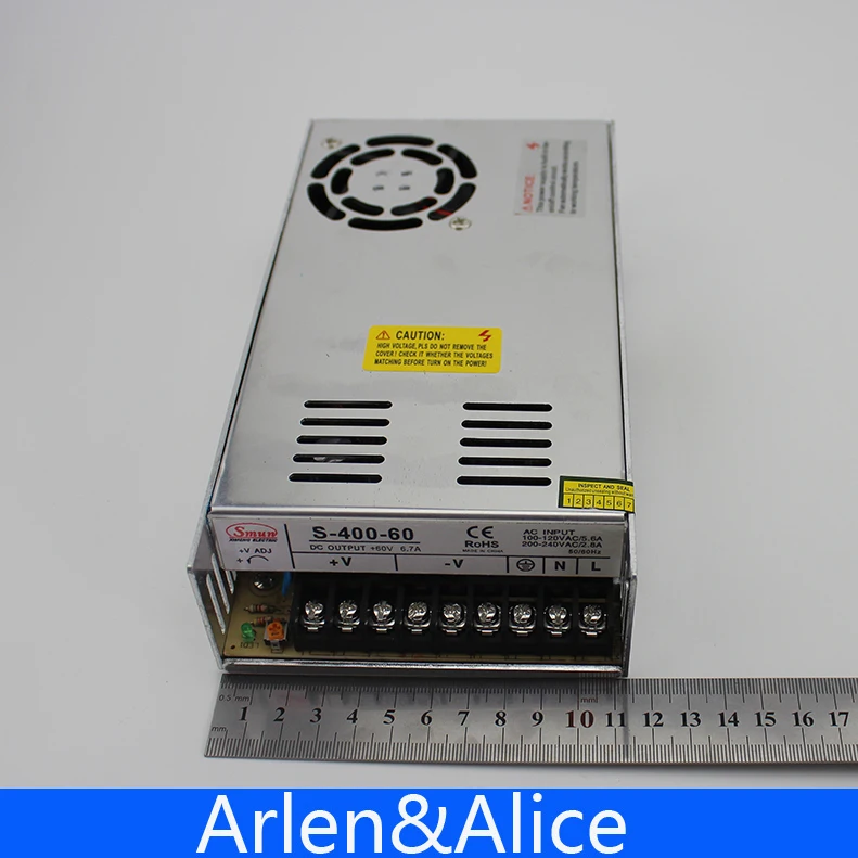 Fuente de alimentación conmutada de salida única, 400W, 60V, 6.7A, CA a CC, SMPS, CNC