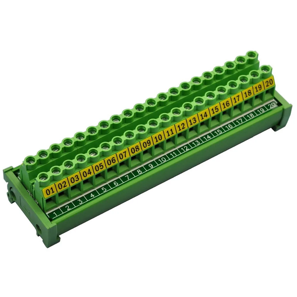 

DIN Rail Mount 30A/300V 20 Position Screw Terminal Block Distribution Module.