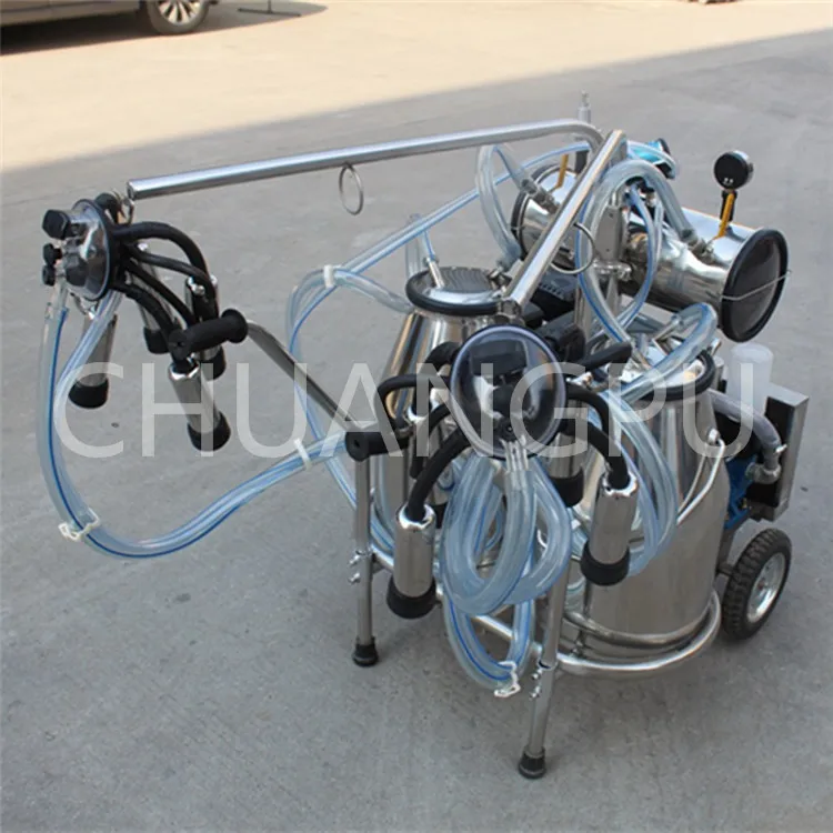 Single Bucket Gasoline Engine Mobile Milking Machine for Milking Cow,Goat