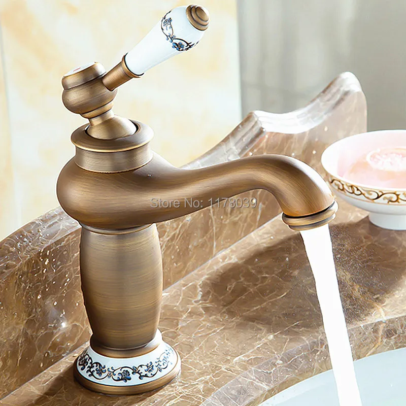 

antique brass bathroom faucets,bronze bathroom faucets,European luxury God lamp single hole faucet,J16897