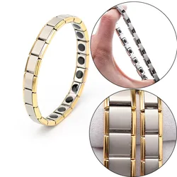 Stainless Steel Magnetic Therapy Bracelet for Women Men Health Care Hematite Bracelets Silver Gold Color Stretch Metal Bracelet