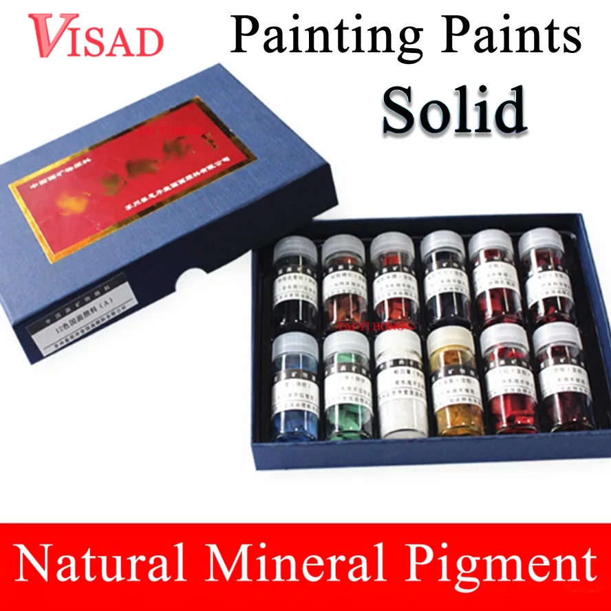 

12 colors Solid Painting Paints Natural pigment for Chinese Painting Mineral Pigment Paints