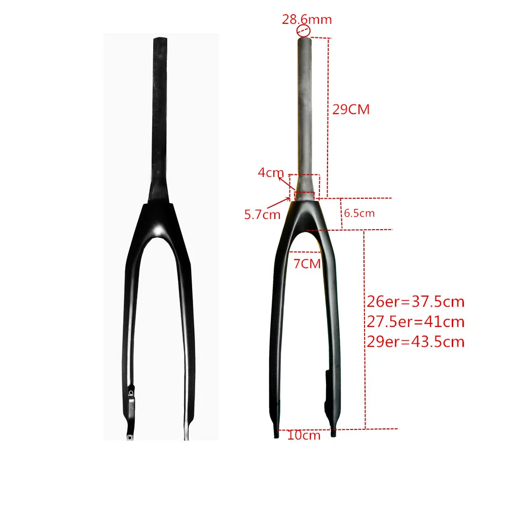 BALUGOE-Carbon Fiber Mountain Bike Taper Fork, Disc Brake, Hard Front MTB Fork, 26 \