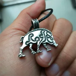 Nostalgia Newest Viking amulet jewelry Irish Knot Animal pig Pendnat Necklace Fashion Charm Boar Men Necklace 2018 Trendy Gift