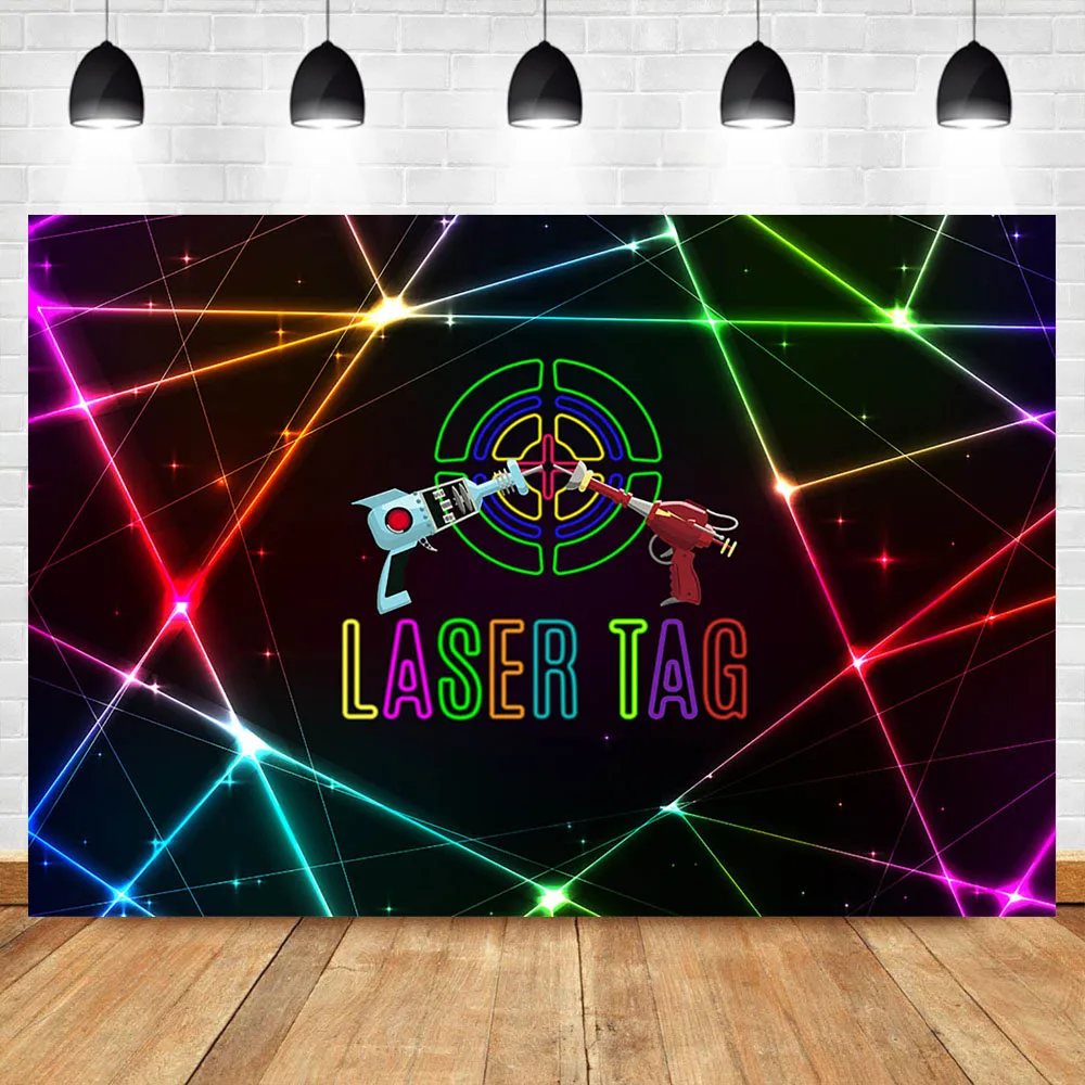  Laser Tag Birthday Party Photography Backdrops Game Over Let’s Glow Photography Background