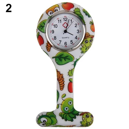 Broche d'infirmières en silicone à motifs, montre de poche Fob, tunique, cadran en acier inoxydable, N76Y