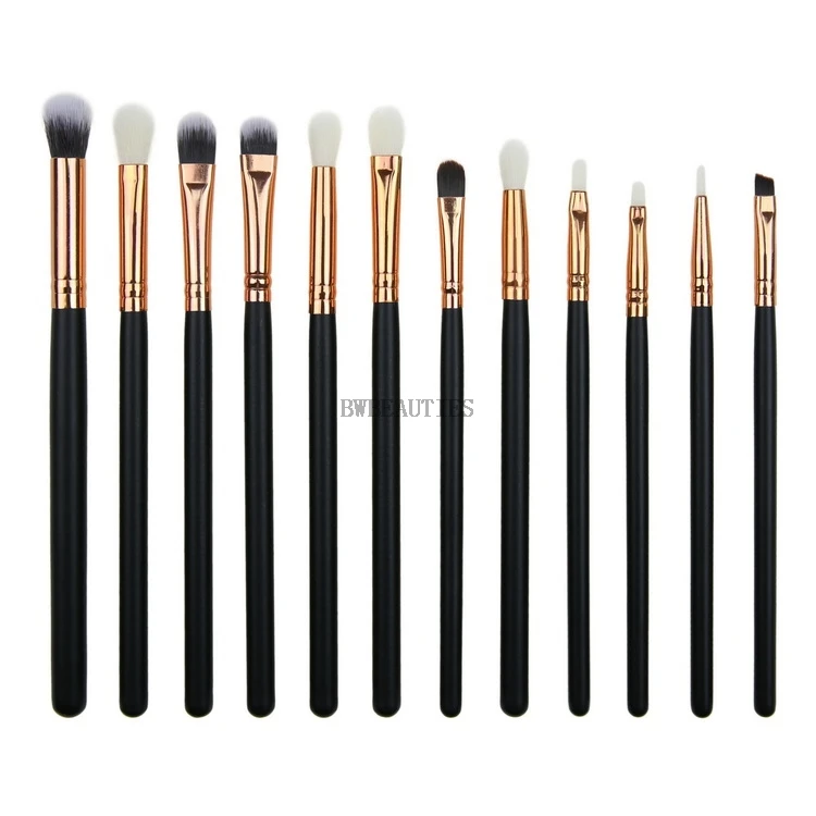 50Sets/Lot  Makeup Eye Brushes Set Wood Handle Eyeshadow Eyebrow Eyeliner Blending Powder Smudge Brush Kit 12pcs/set