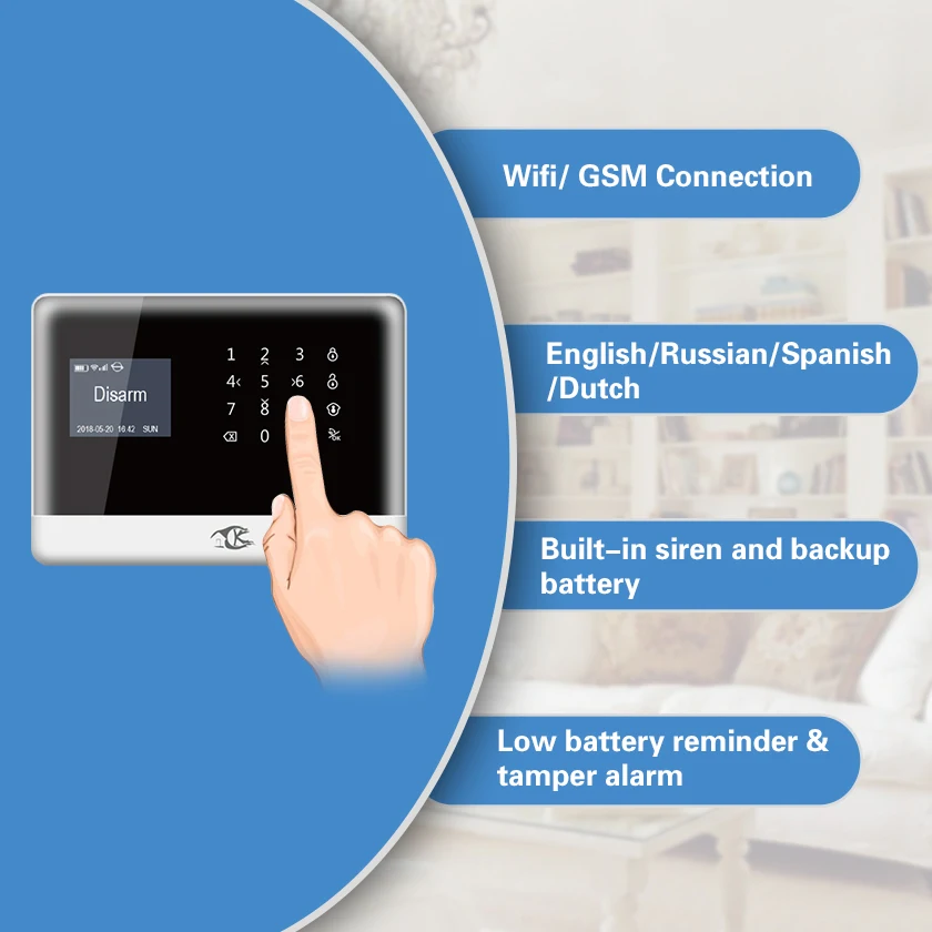 SMARSECUR  Russian Spanish English H6 WIFI GSM Alarm System Security Home GSM Alarm System APP Control Alarm DIY Kit-45