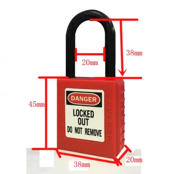 

200pcs/lot ABS security padlock Plastic Shackle safety padlock key same with 10keys