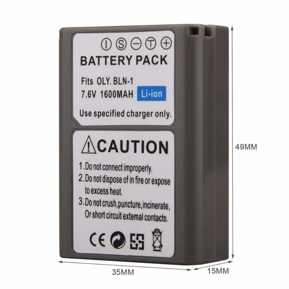 1PCS 1600mAh BLN-1 PS-BLN1 Digital Camera Battery For OLYMPUS PS-BLN1 BLN-1 Rechargeable Battery for E-M5 EM5 OMD OM-D Battery