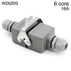 He-06 Rectangular heavy duty connector butt type  6 core waterproof socket connector for aerospace industry 16A