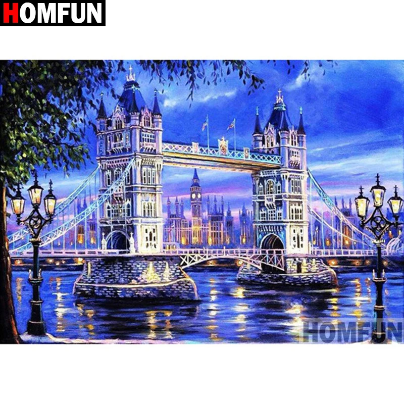 

HOMFUN Full Square/Round Drill 5D DIY Diamond Painting "Castle scenery"Embroidery Cross Stitch 5D Home Decor A06352