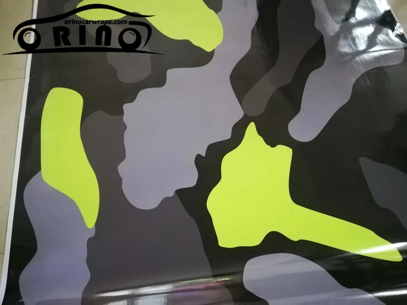 

Yellow Black camouflage car wrap film with air bubble auto stickers camo vinyl foil cover ORINO car wrapping