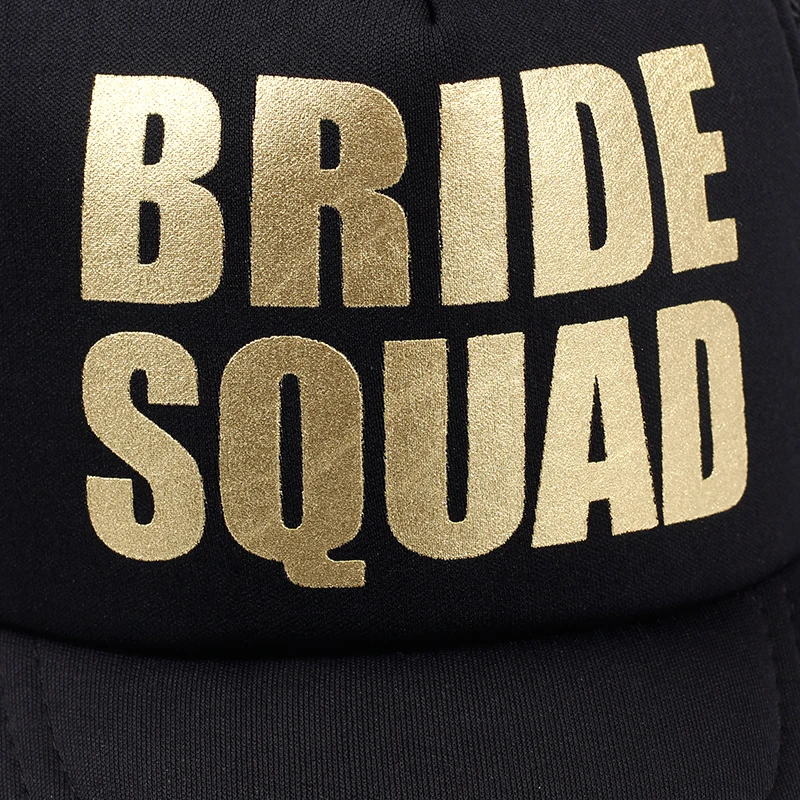 BRIDE Wedding Baseball Cap Gold Print Mesh Hat Women Party Brand Bachelor Club Team BRIDE SQUAD Snapback Caps Beach Casquette