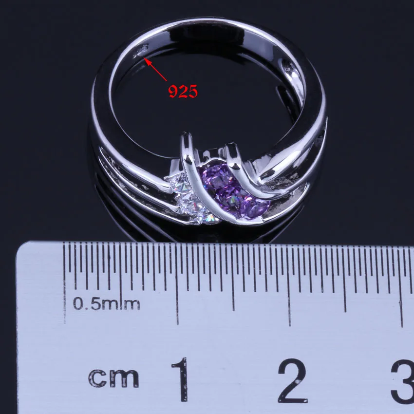 Enjoyable Purple Cubic Zirconia White CZ Silver Plated Ring V0686