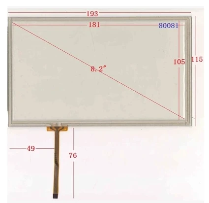 

080081 8-дюймовый 193*115 GPS промышленный сенсорный экран с клеем для защиты от обратного давления