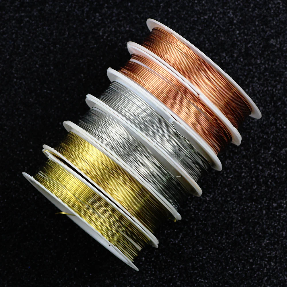 0.2/0.3/0.4/0.5/0.6/0.8/1.0mm Gold color Silver Plated Copper Cord Beading Wire DIY Craft Making Jewelry Cord String Accessories