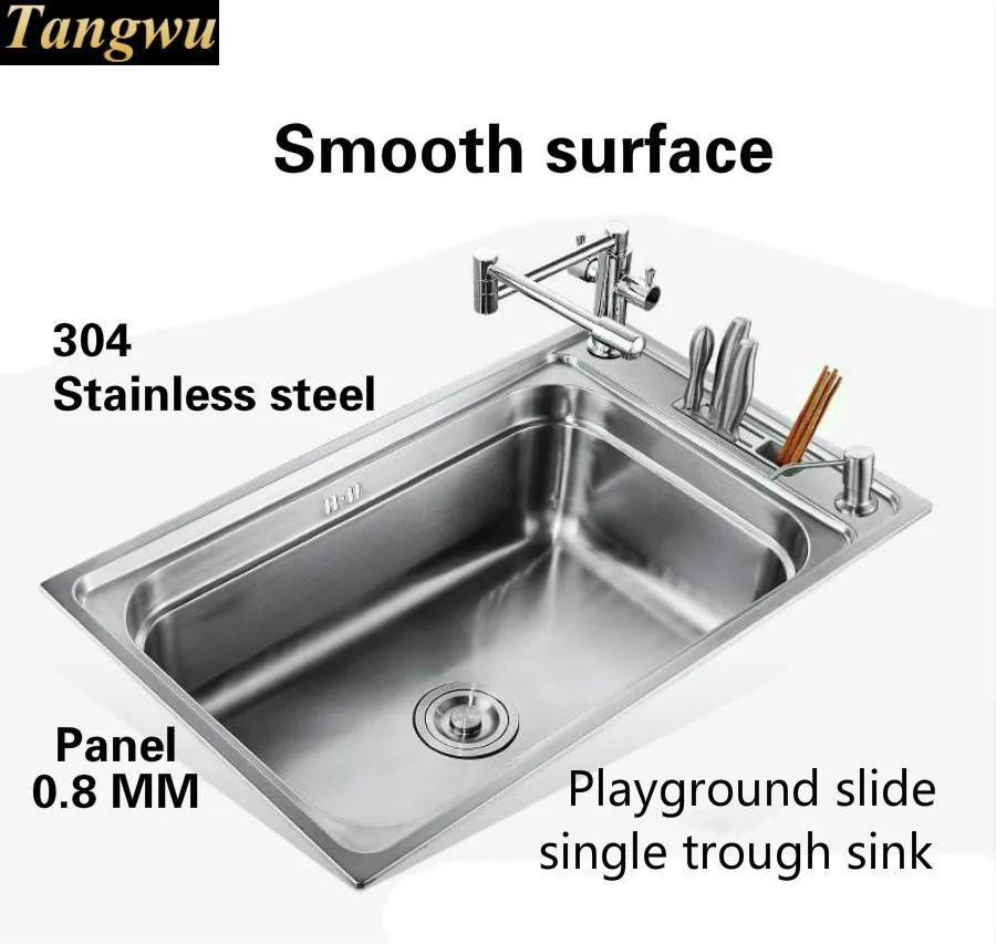 Tangwu Multi-function fashion food-grade 304 stainless steel kitchen sink large single slot 78x47x21 CM