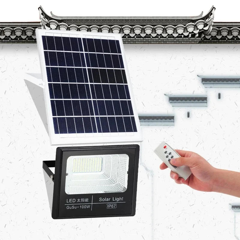 100W advanced outdoor garden street floodlight LED solar panel power supply flood light