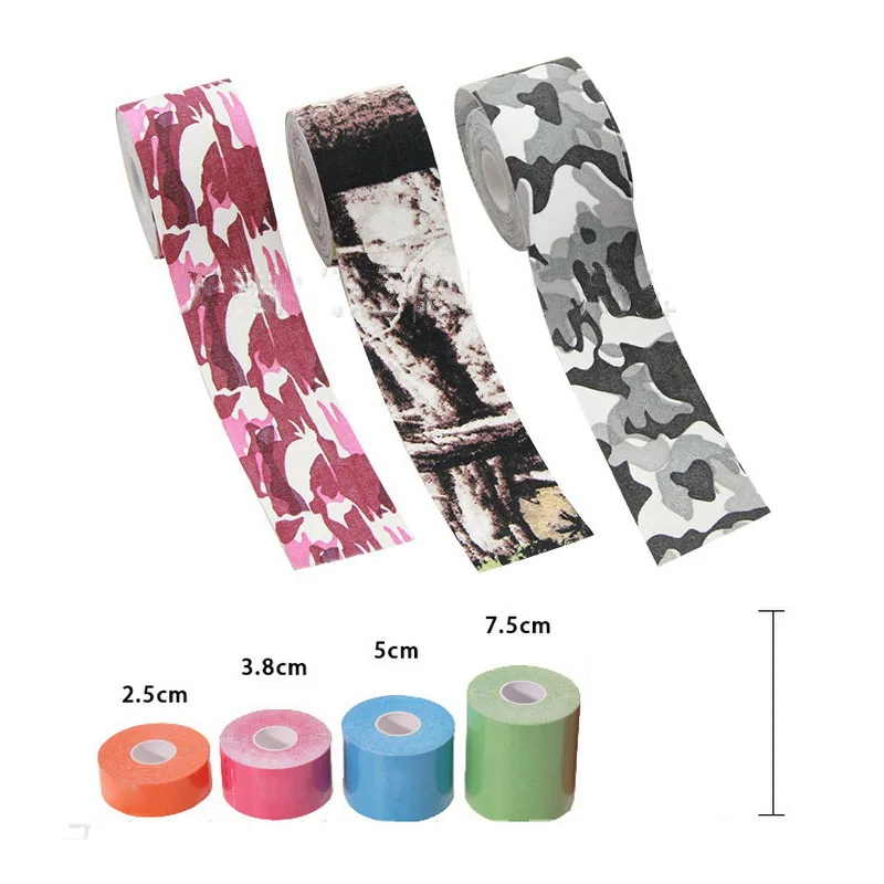 Cotone Camouflage Kinesiologia Nastro Impermeabile di Sport Auto Nastro Adesivo Bendaggio Elastico Per Il Polso Caviglia Al Ginocchio Gomito