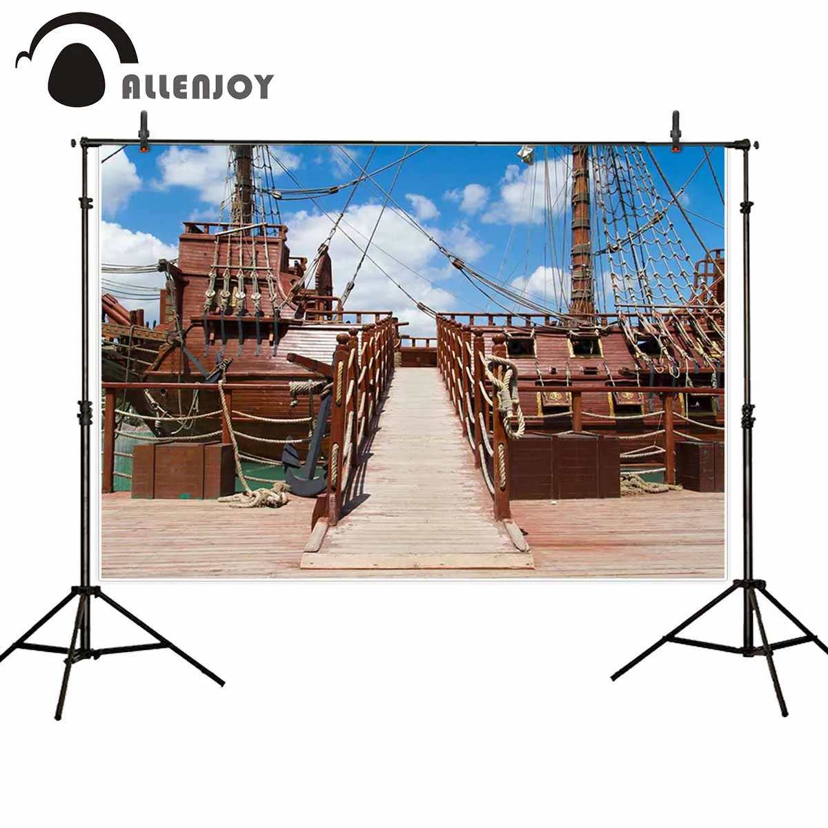 

Allenjoy backgrounds for photography studio entrance of pirate ship park white clouds blue sky backdrop professional photocall