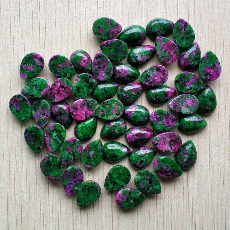 2018 Fashion natural red and green treasure water drop CAB CABOCHON teardrop charms beads 10x14mm wholesale 50pcs/lot free