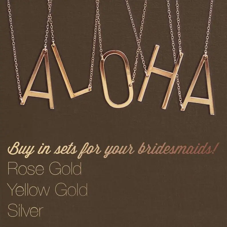 Large Initial Necklace 100% Stainless Steel Jewelry Big Letter Necklace A-Z Gold Color Necklace Monogram Necklace Gifts