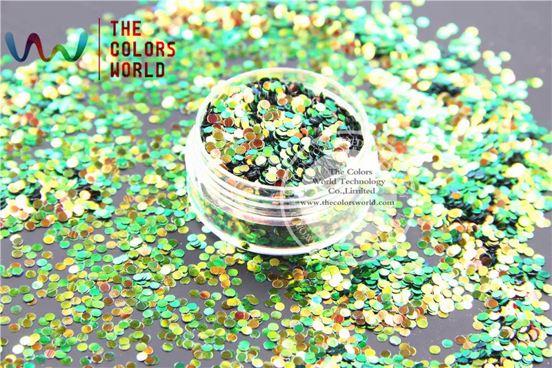 TCR404 Iridescent Red Gold  With Green  luster color Round Dot shape 2.0MM Size glitter for nail Art and DIY decoration