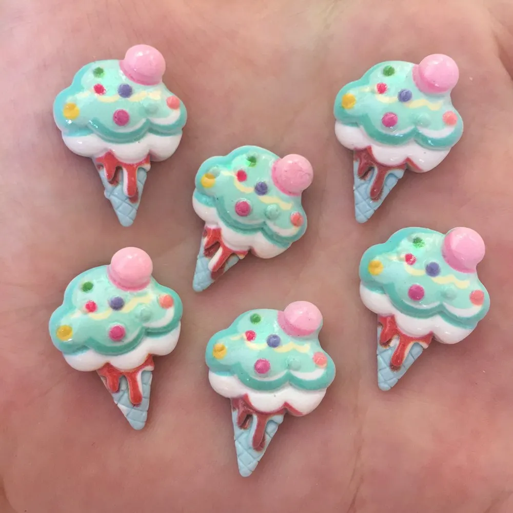 New 20PCS Resin Hand-painted Ice Cream Flatback Stone Scrapbook Wedding Crafts W02*2