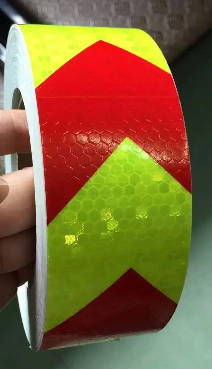 5cm x 3m selbst klebender fluor zieren der gelb roter Pfeil reflektieren der Klebeband-Warn aufkleber – Detail 6