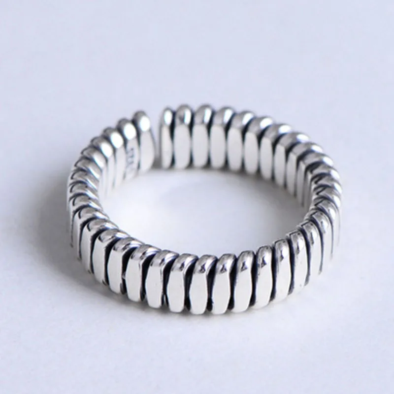 925 silver male and female couple hand-woven ring Thai silver retro opening adjustable ring bands jewelry