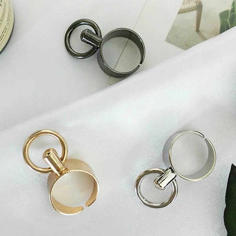 Hot Punk Alloy Open Circle Pendant Rings For Women Gold Silver Color Black Color Minimalist Simple Rings Hiphop Party Jewelry