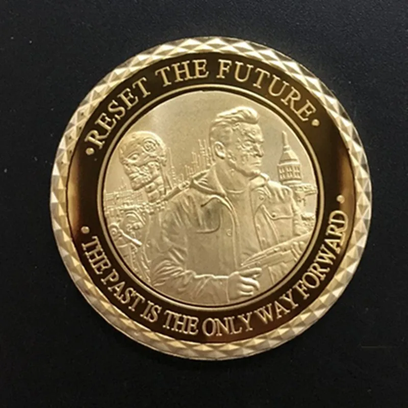 5 pcs The hollywood movie TeThrminator reset the future Schwarzenegger hero and robot gold plated 40 mm souvenir decoration coin